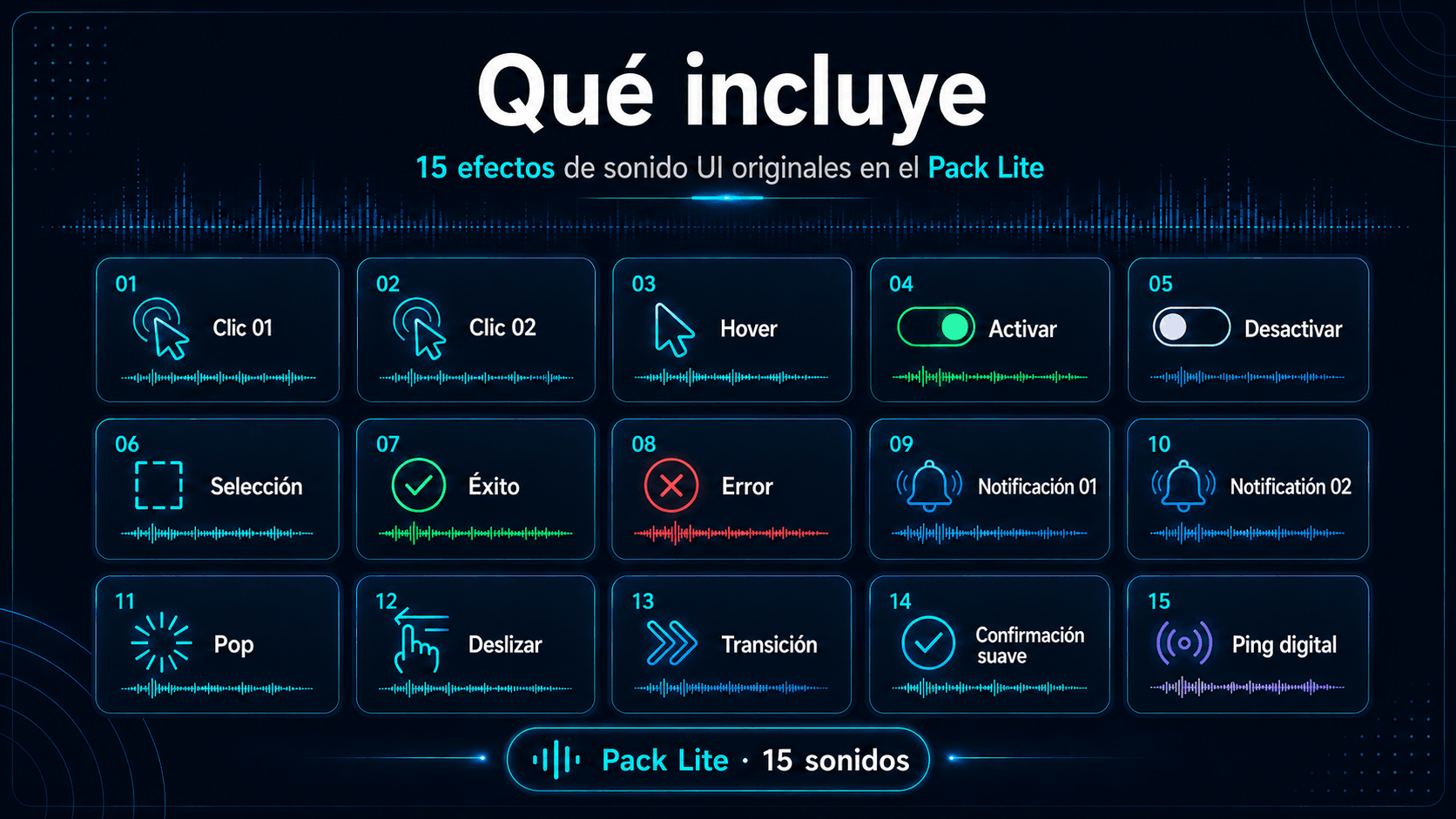 Creator & UI Sound Effects Pack Lite - Sonidos incluidos