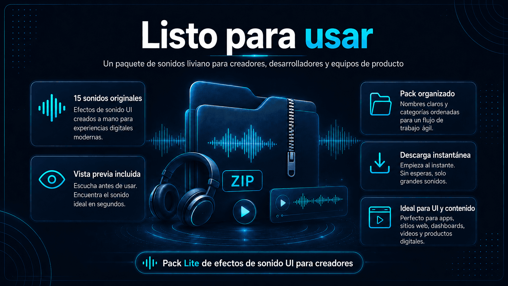 Creator & UI Sound Effects Pack Lite - Listo para usar