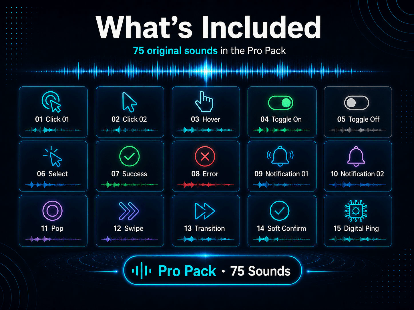 Creator & UI Sound Effects Pack Pro - Included Sounds