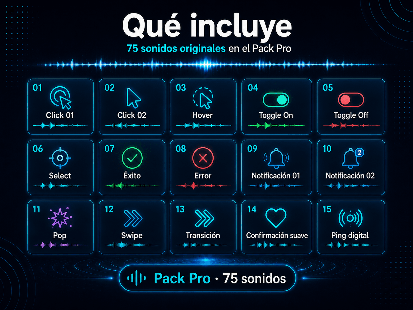 Creator & UI Sound Effects Pack Pro - Sonidos incluidos