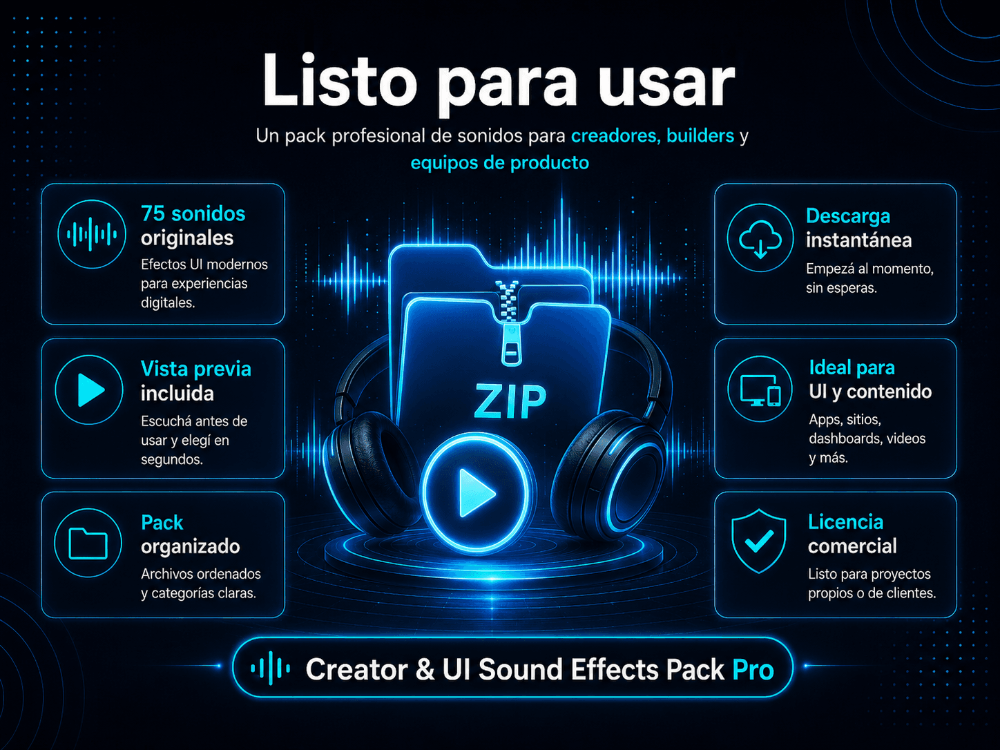 Creator & UI Sound Effects Pack Pro - Listo para usar