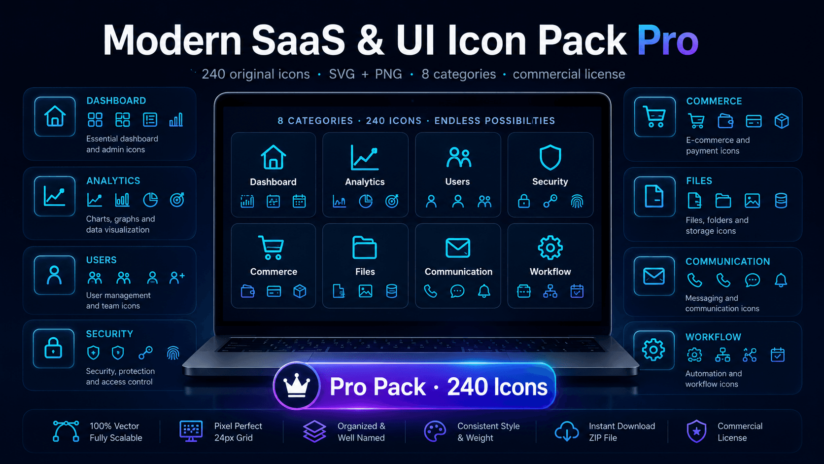 Modern SaaS & UI Icon Pack Pro - Overview