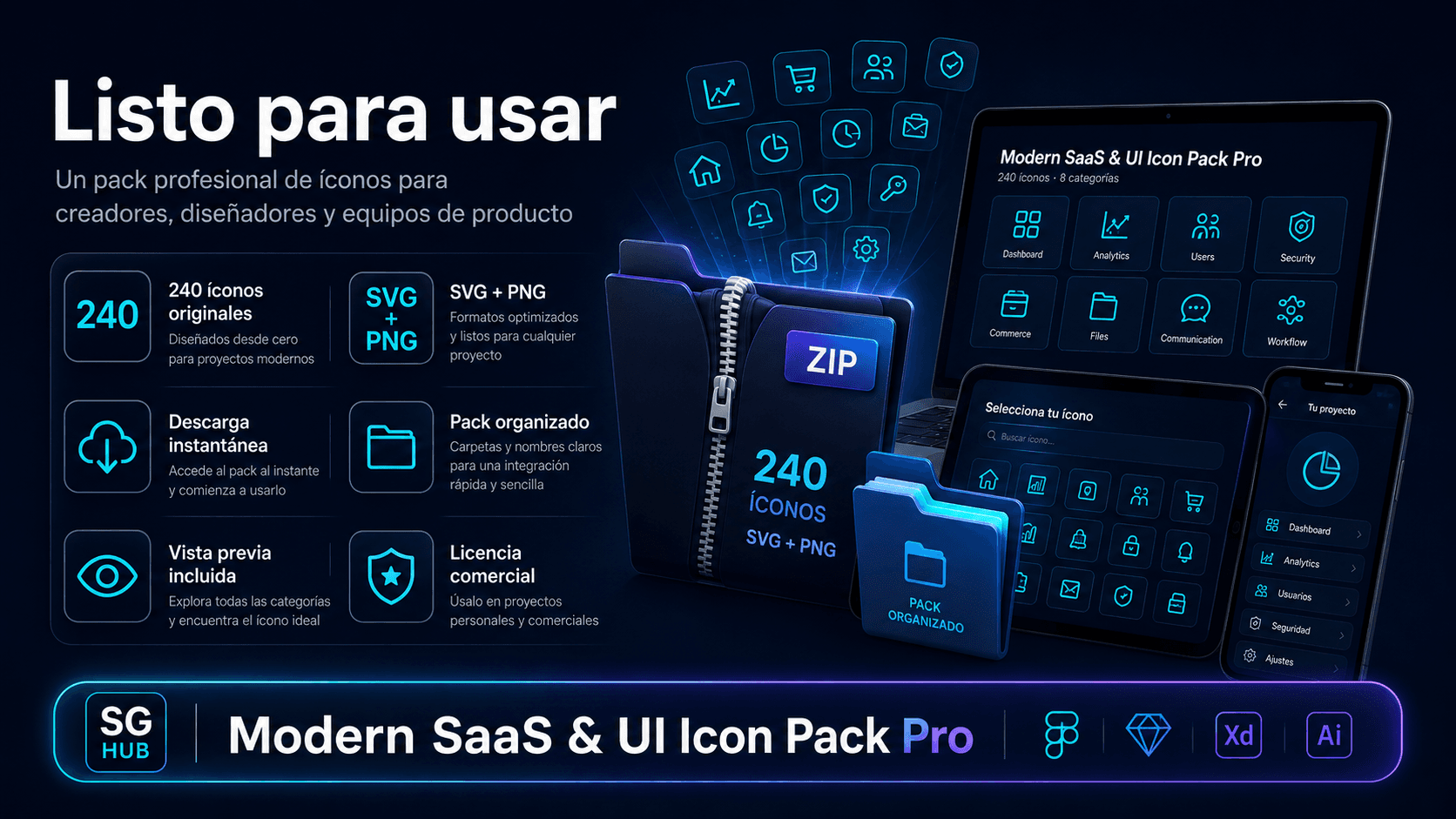 Modern SaaS & UI Icon Pack Pro - Listo para usar
