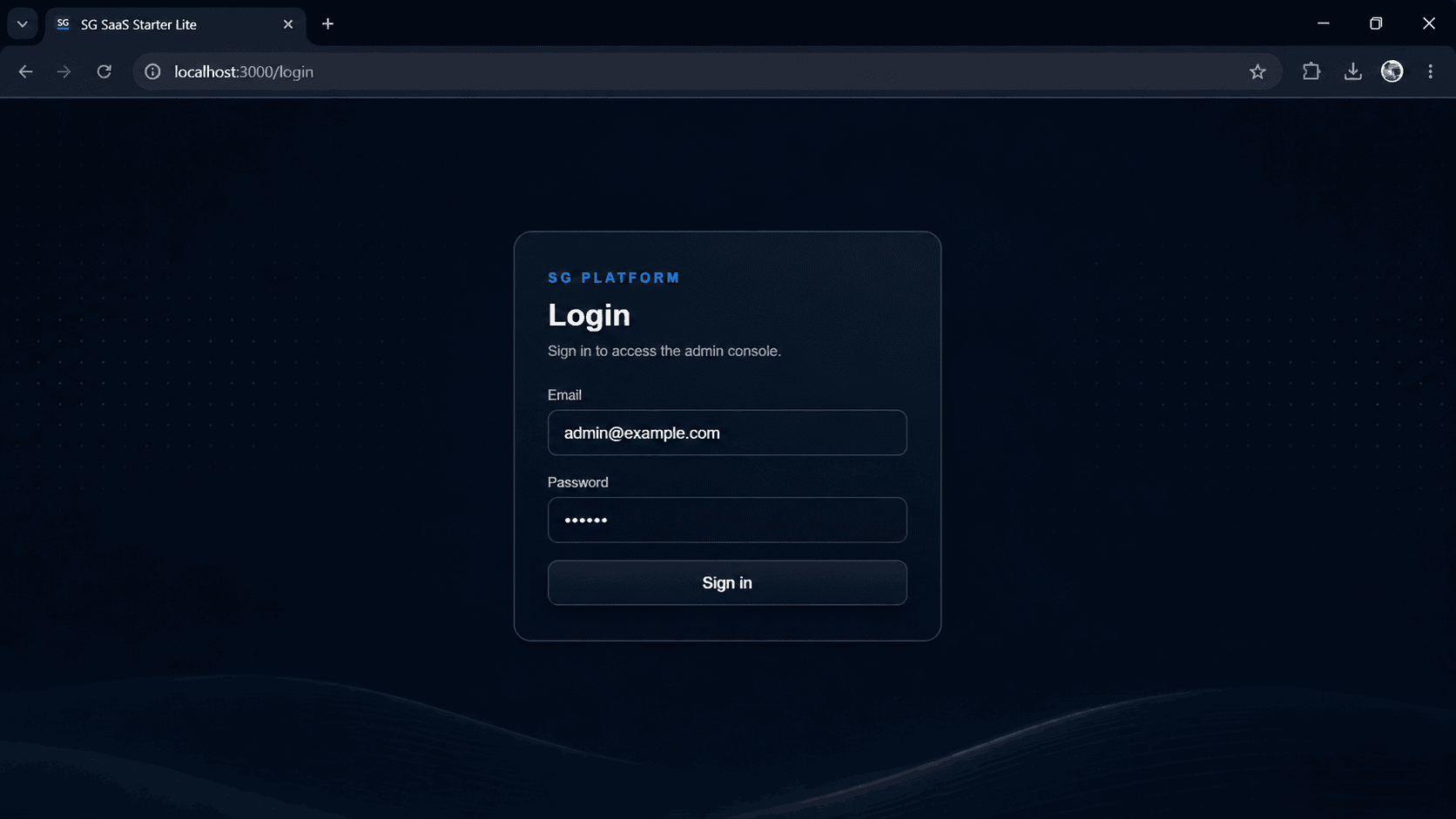 SG SaaS Starter Lite - Login