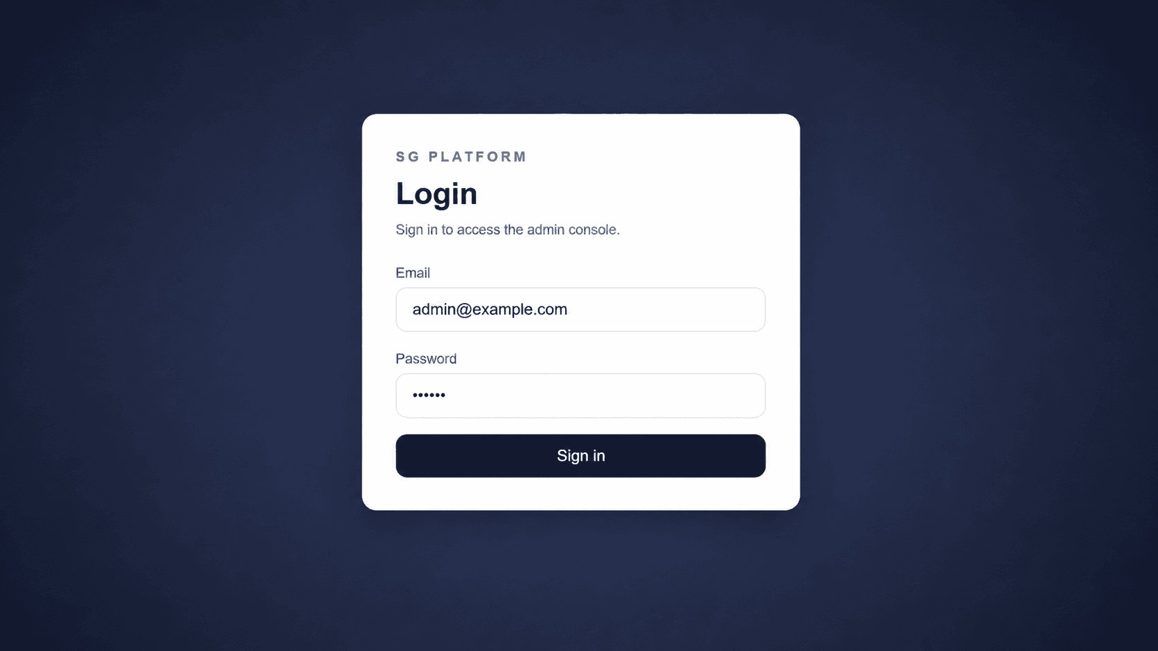 SG SaaS Starter Pro - Login